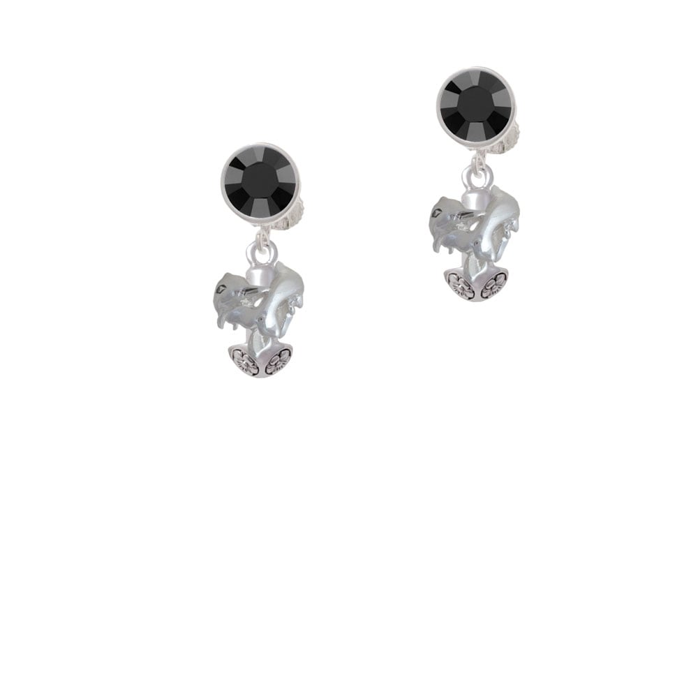 Dolphins Spinner Crystal Clip On Earrings Image 3