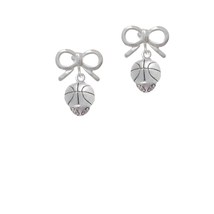 Antiqued Silver Tone Basketball Spinner Crystal Clip On Earrings Image 9