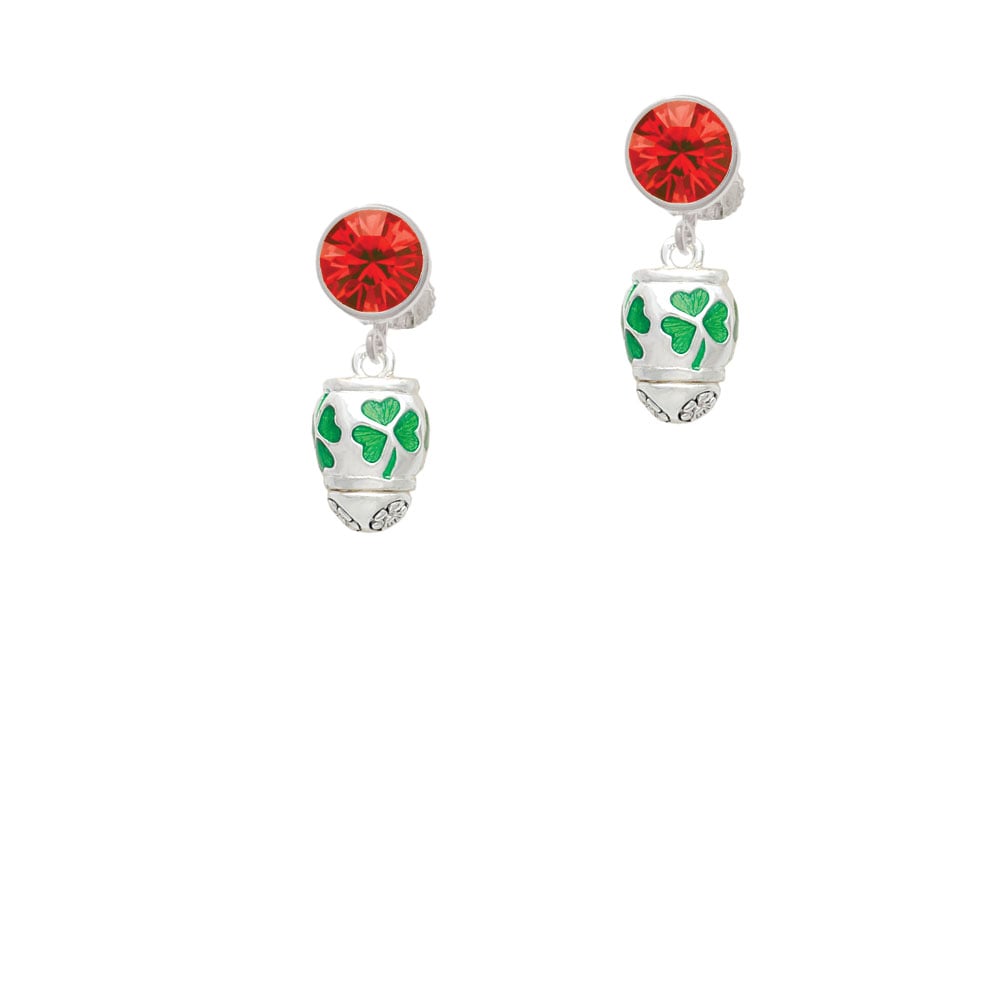 Green Shamrock Spinner Crystal Clip On Earrings Image 4