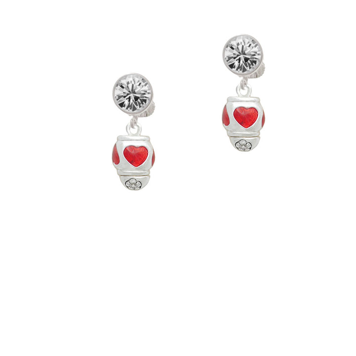 Red Heart Spinner Crystal Clip On Earrings Image 2