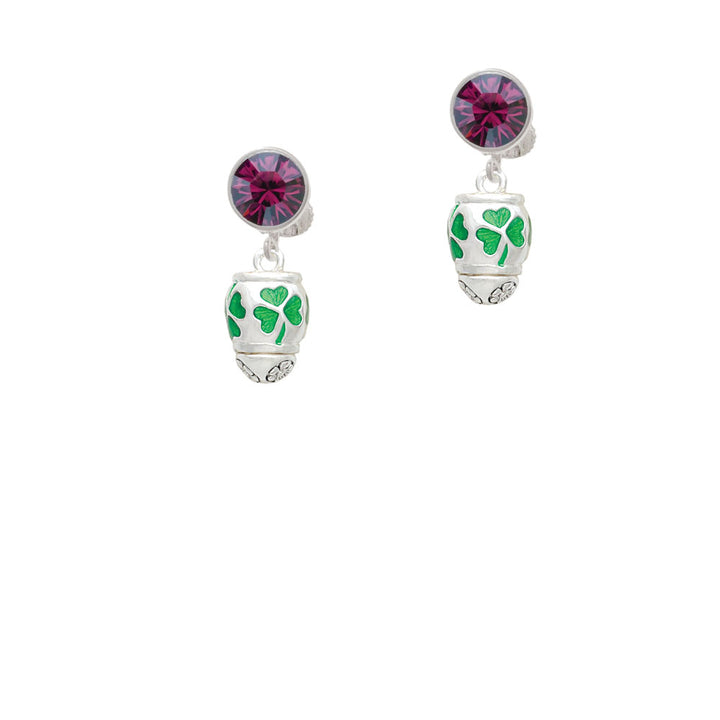 Green Shamrock Spinner Crystal Clip On Earrings Image 8