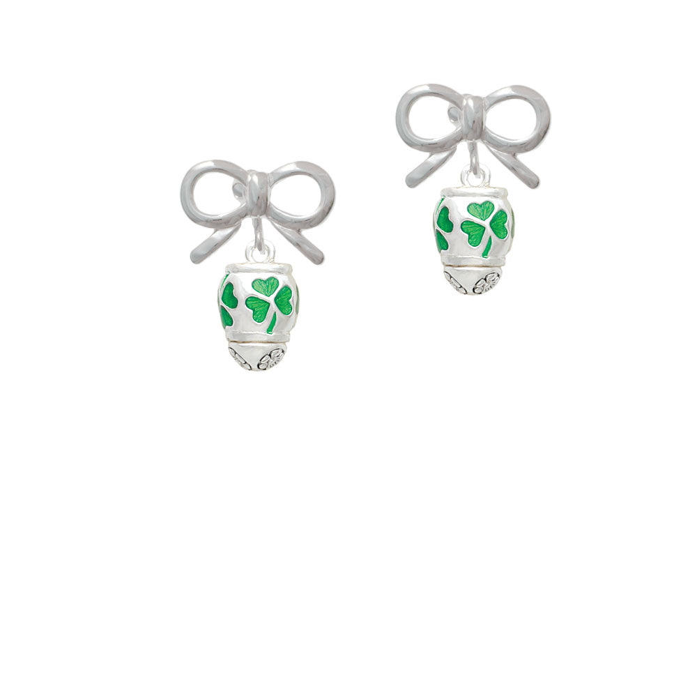 Green Shamrock Spinner Crystal Clip On Earrings Image 9