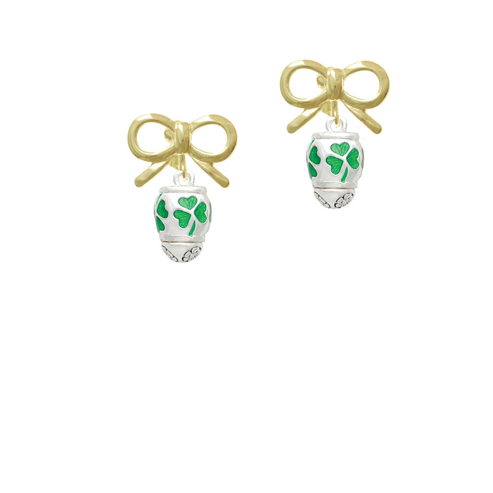 Green Shamrock Spinner Crystal Clip On Earrings Image 10