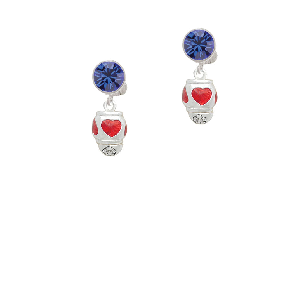 Red Heart Spinner Crystal Clip On Earrings Image 7