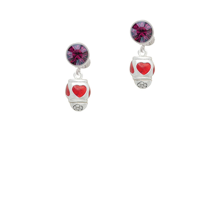 Red Heart Spinner Crystal Clip On Earrings Image 8