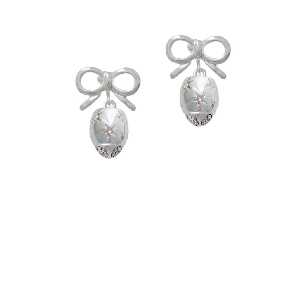 Silver Tone Oval with AB Clear Crystal Stars Spinner Crystal Clip On Earrings Image 9