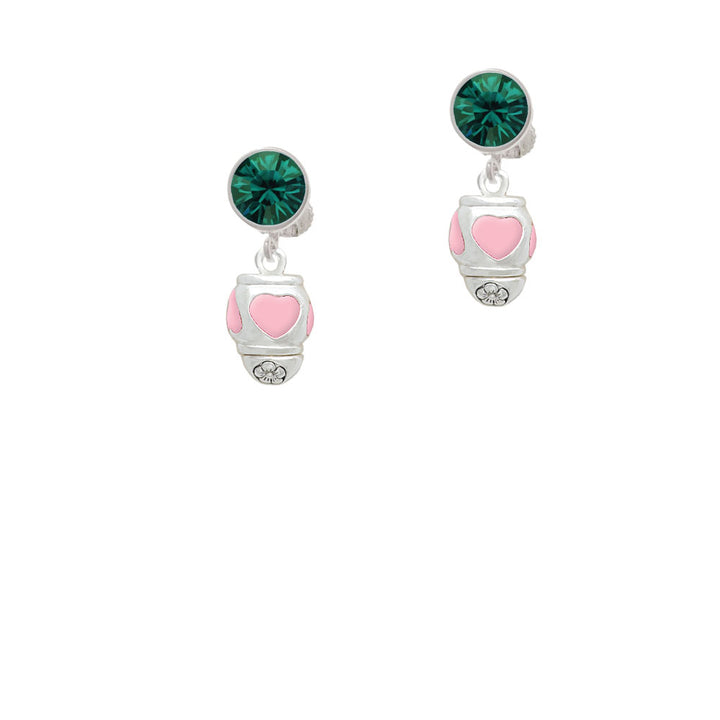 Pink Heart Spinner Crystal Clip On Earrings Image 6