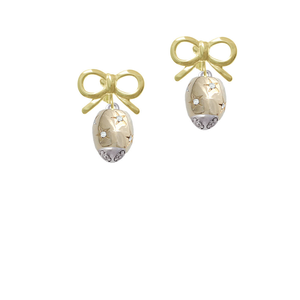 Gold Tone Oval with AB Clear Crystal Stars Spinner Crystal Clip On Earrings Image 10