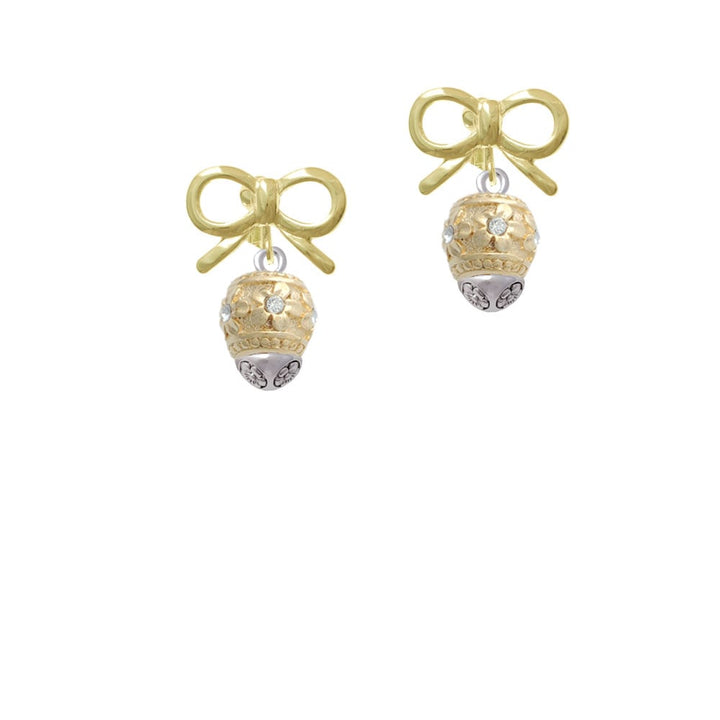 Raised Gold Tone Flowers with Clear Crystals on Oval Gold Tone Spinner Crystal Clip On Earrings Image 10