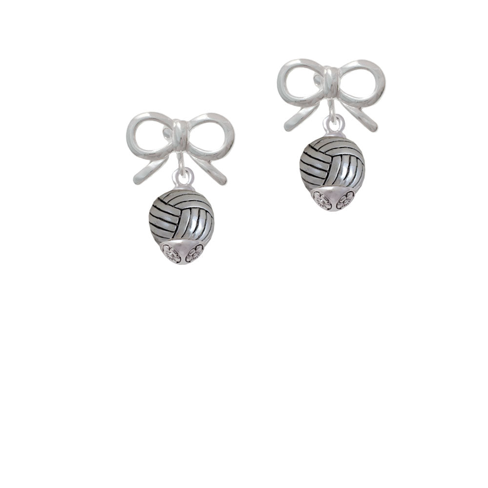 Silver Tone Volleyball Spinner Crystal Clip On Earrings Image 9