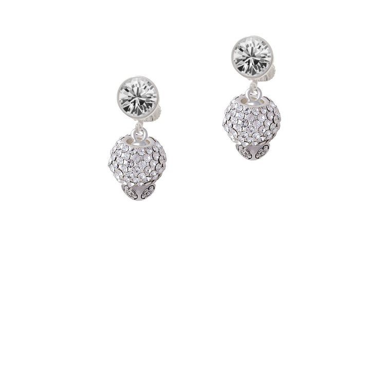 Clear Crystal Sparkle Spinner Crystal Clip On Earrings Image 2