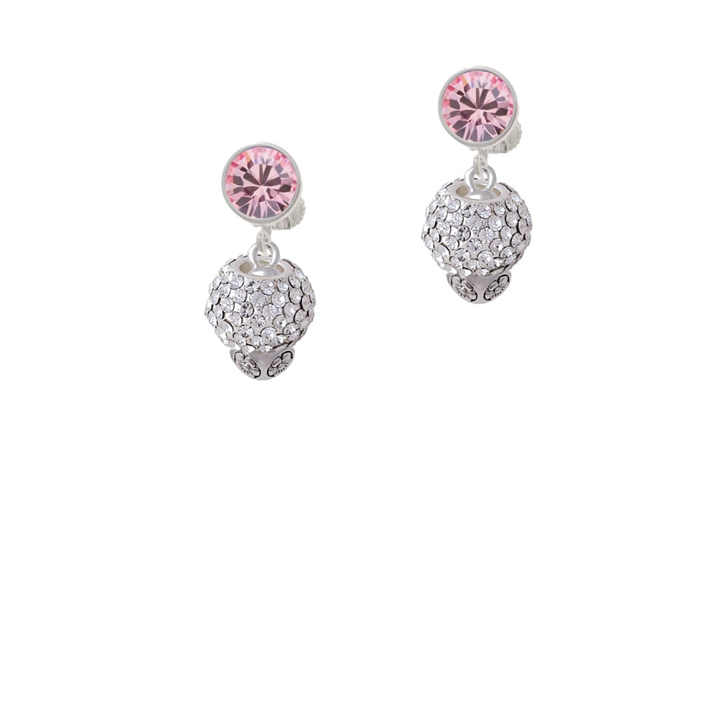 Clear Crystal Sparkle Spinner Crystal Clip On Earrings Image 1