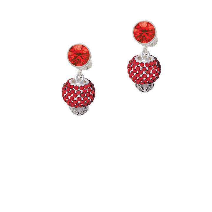 Red Crystal Sparkle Spinner Crystal Clip On Earrings Image 4