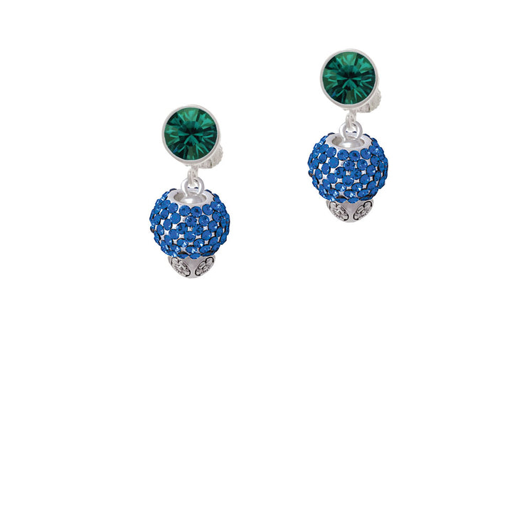 Blue Crystal Sparkle Spinner Crystal Clip On Earrings Image 6