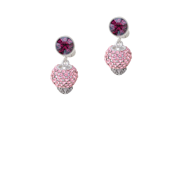 Pink Crystal Sparkle Spinner Crystal Clip On Earrings Image 8