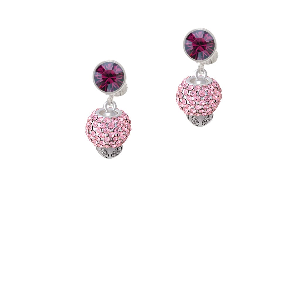 Pink Crystal Sparkle Spinner Crystal Clip On Earrings Image 1