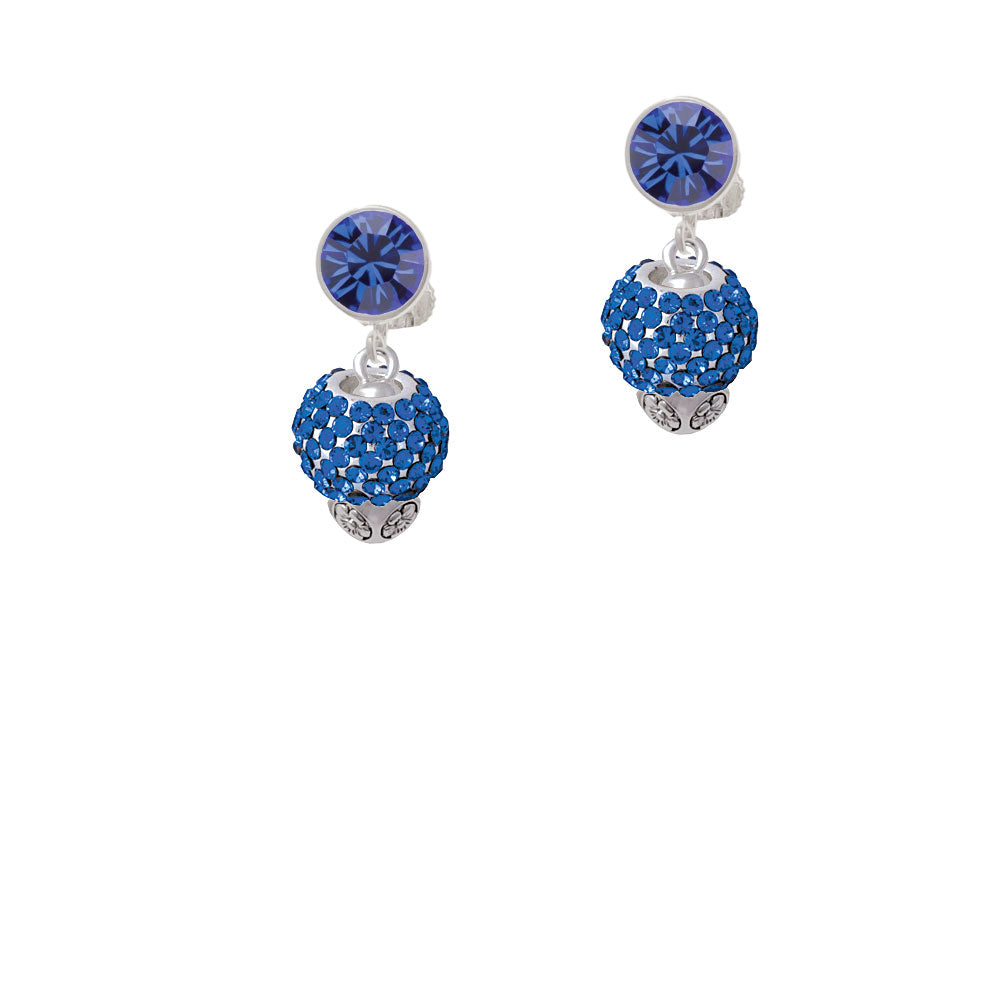 Blue Crystal Sparkle Spinner Crystal Clip On Earrings Image 7