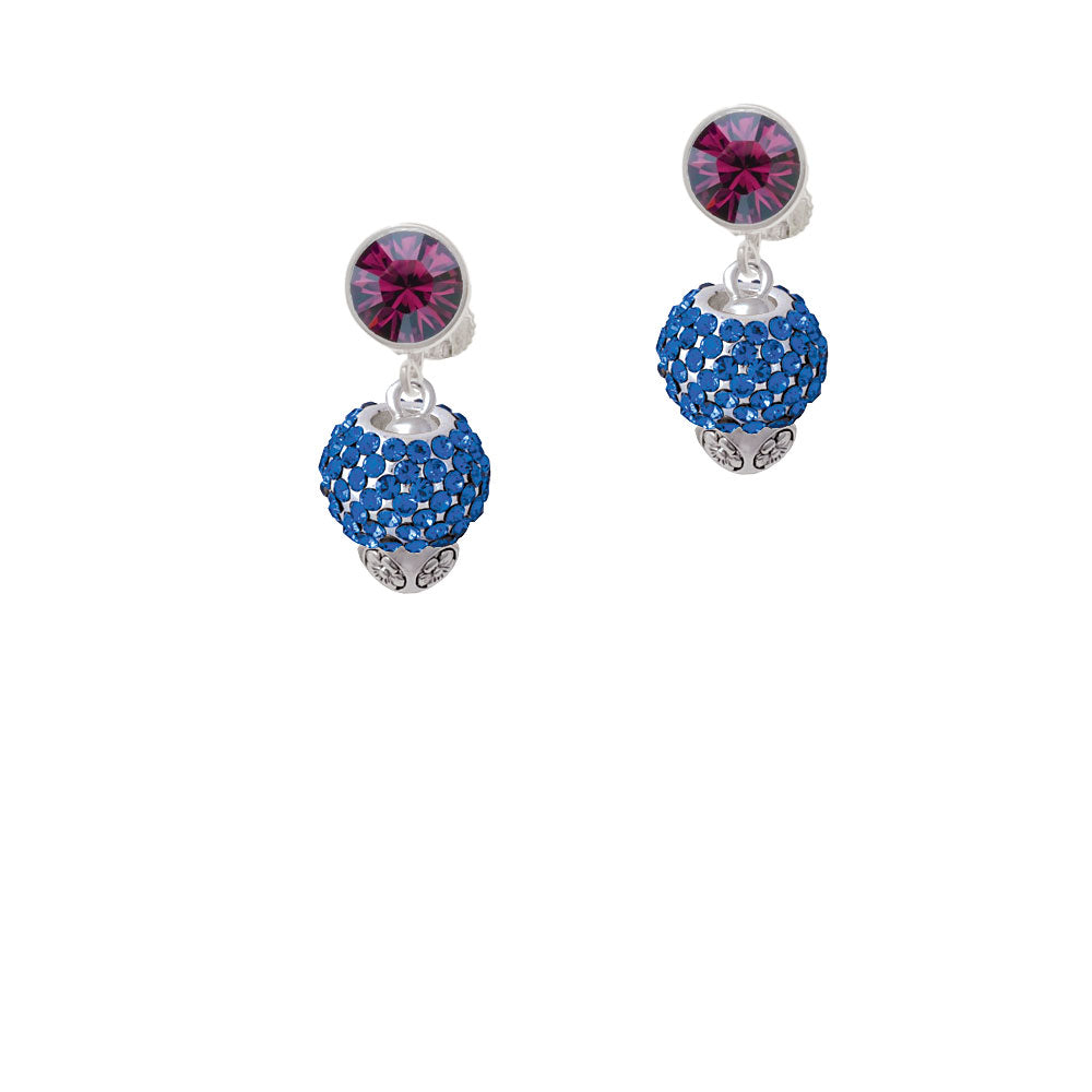 Blue Crystal Sparkle Spinner Crystal Clip On Earrings Image 8