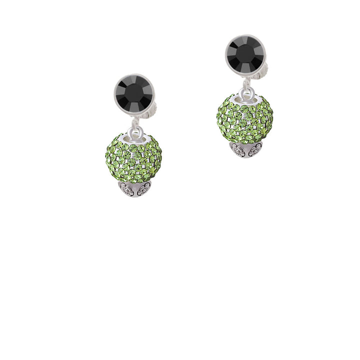 Lime Green Crystal Sparkle Spinner Crystal Clip On Earrings Image 3