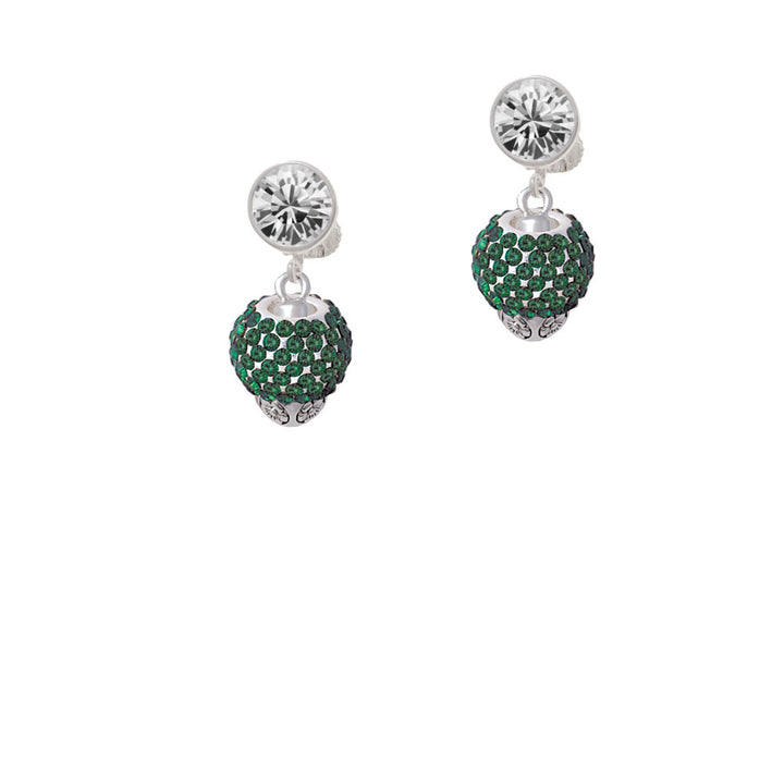 Green Crystal Sparkle Spinner Crystal Clip On Earrings Image 2