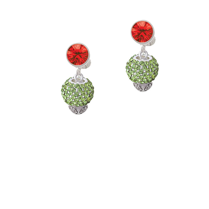 Lime Green Crystal Sparkle Spinner Crystal Clip On Earrings Image 4