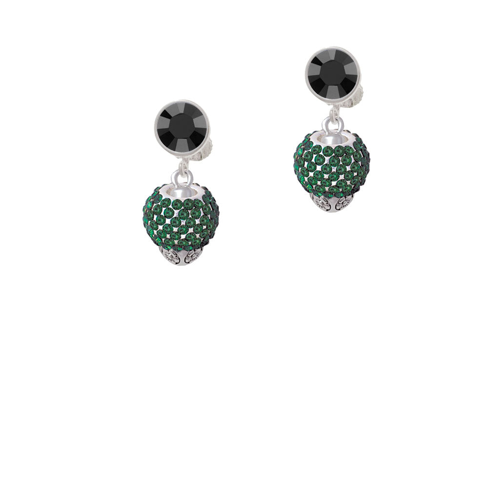 Green Crystal Sparkle Spinner Crystal Clip On Earrings Image 3