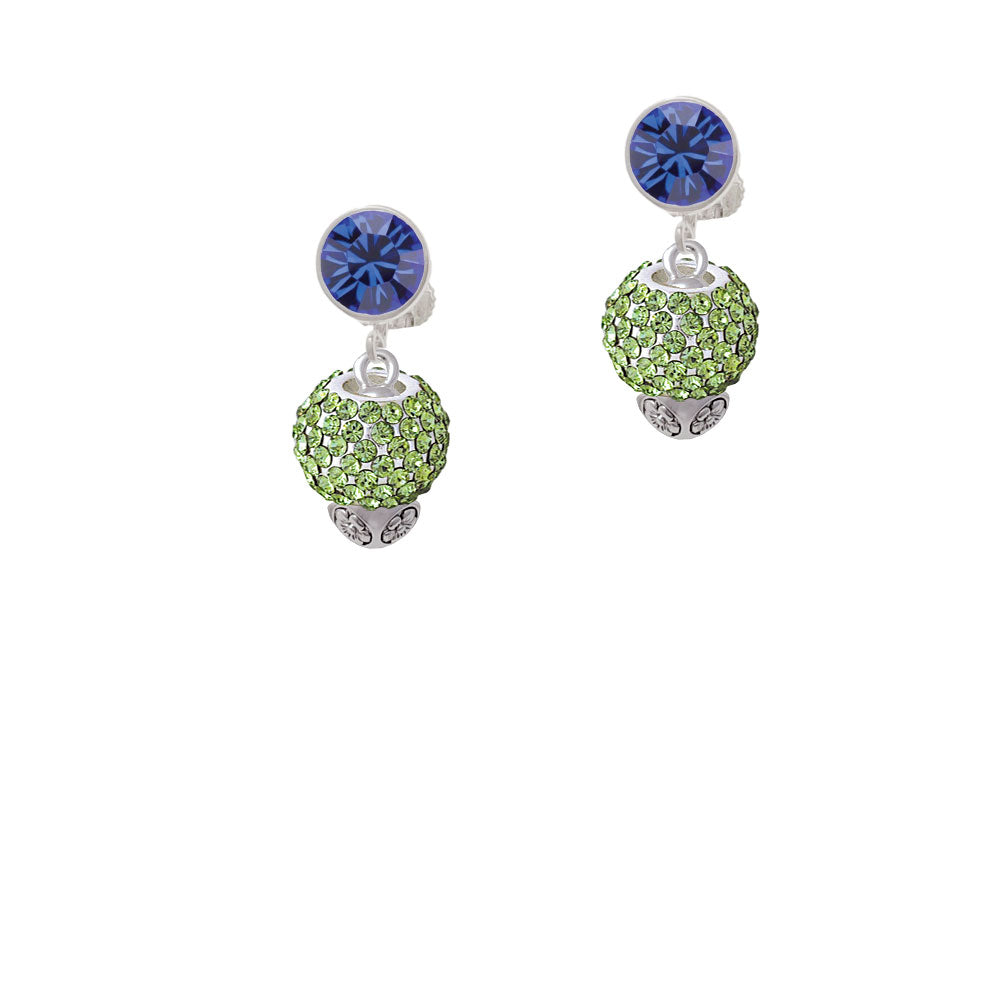 Lime Green Crystal Sparkle Spinner Crystal Clip On Earrings Image 7