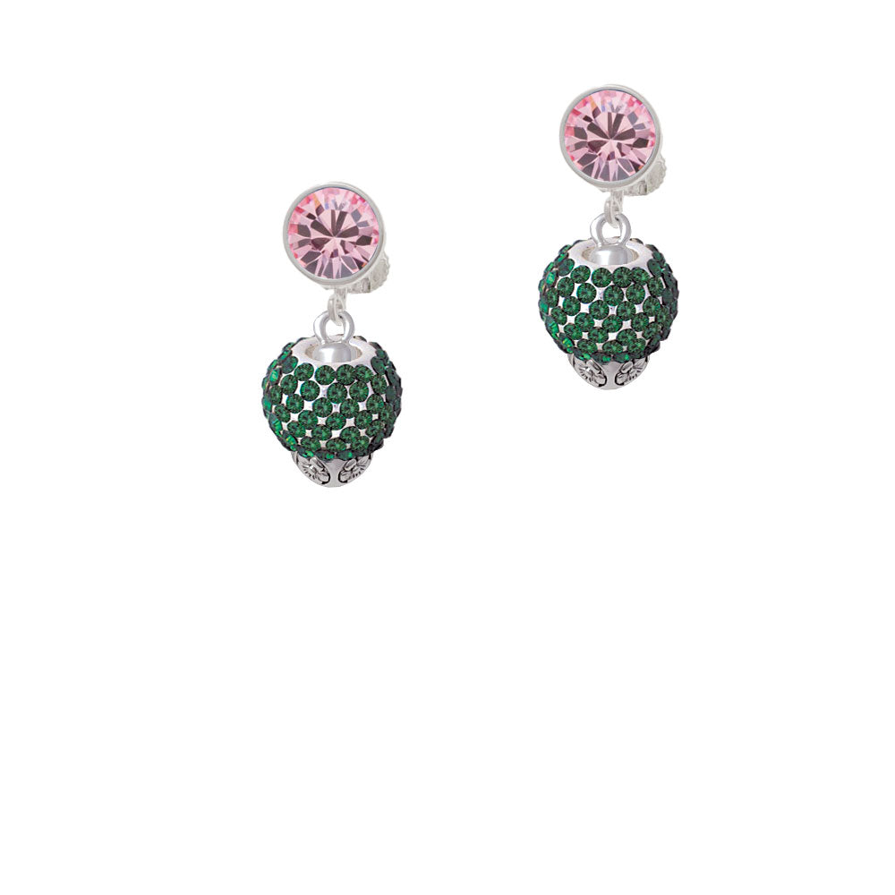 Green Crystal Sparkle Spinner Crystal Clip On Earrings Image 4