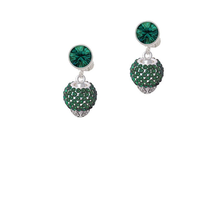 Green Crystal Sparkle Spinner Crystal Clip On Earrings Image 6