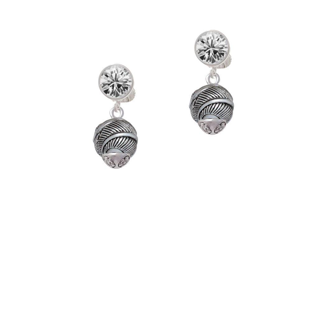 Silver Tone Feather Spinner Crystal Clip On Earrings Image 2