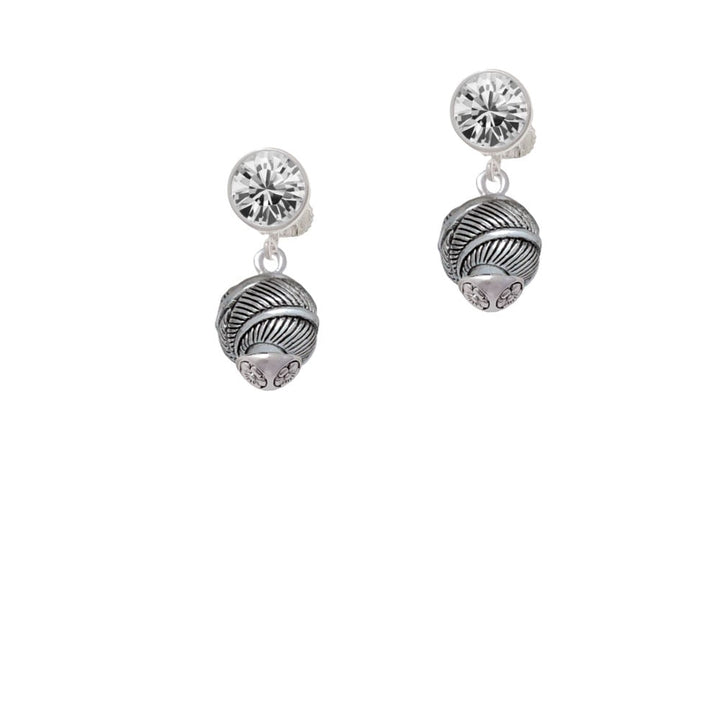 Silver Tone Feather Spinner Crystal Clip On Earrings Image 1