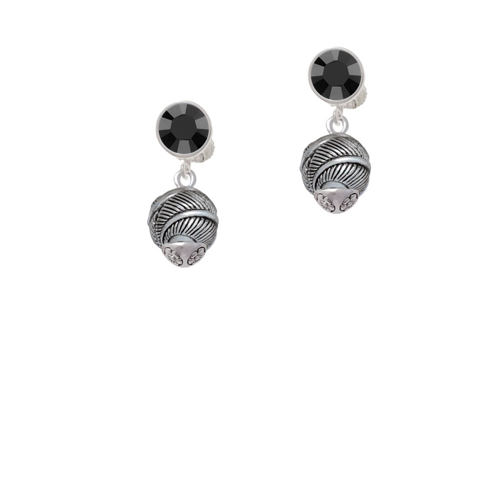 Silver Tone Feather Spinner Crystal Clip On Earrings Image 3