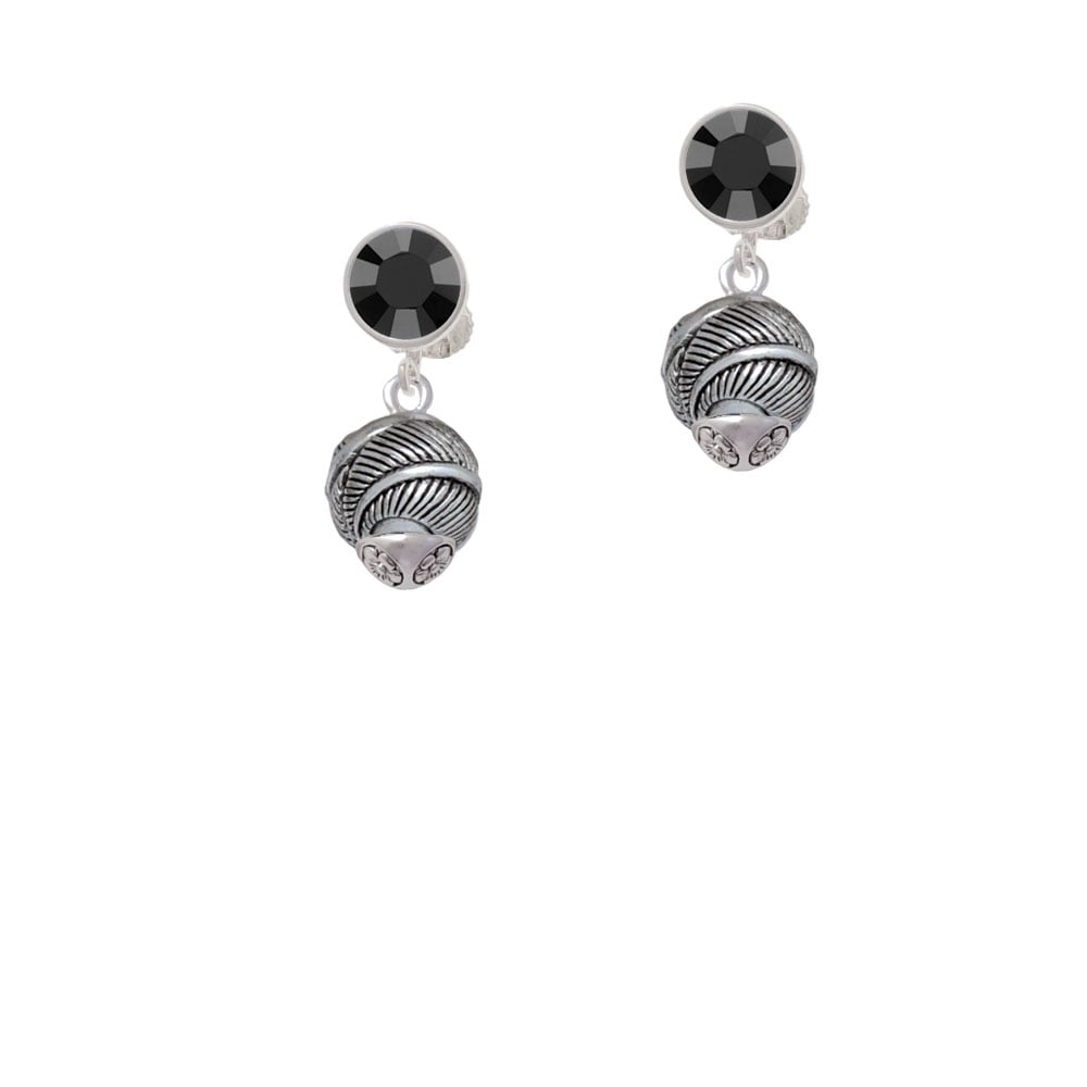 Silver Tone Feather Spinner Crystal Clip On Earrings Image 1