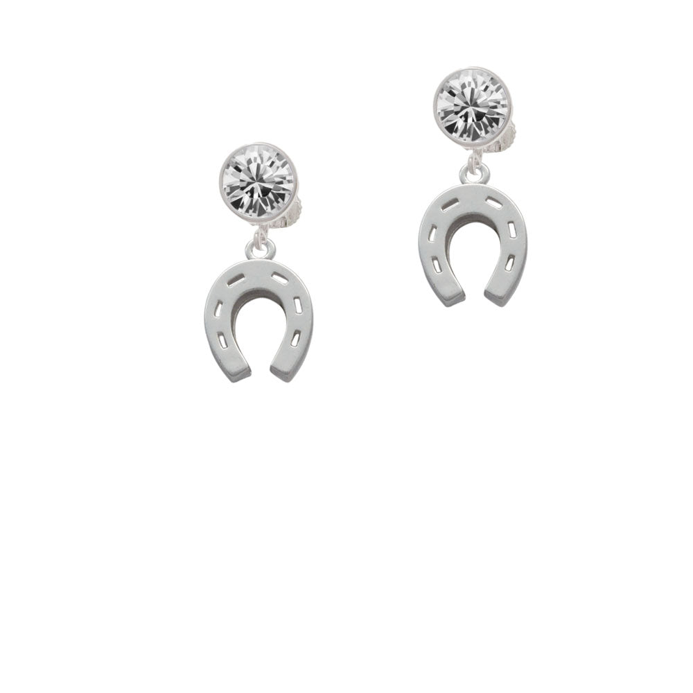 Horseshoe Crystal Clip On Earrings Image 2