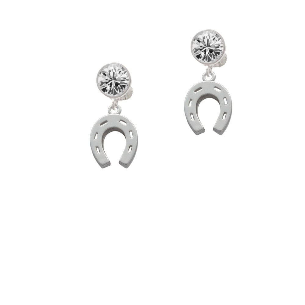 Horseshoe Crystal Clip On Earrings Image 1