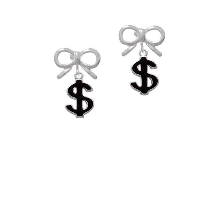 Black Dollar Sign Crystal Clip On Earrings Image 9