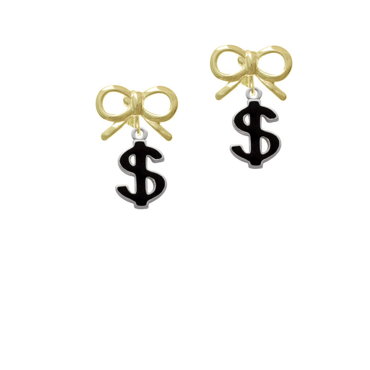 Black Dollar Sign Crystal Clip On Earrings Image 10