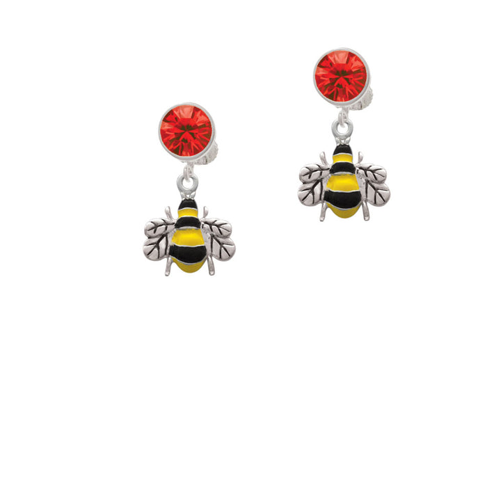 Enamel Bee Crystal Clip On Earrings Image 4