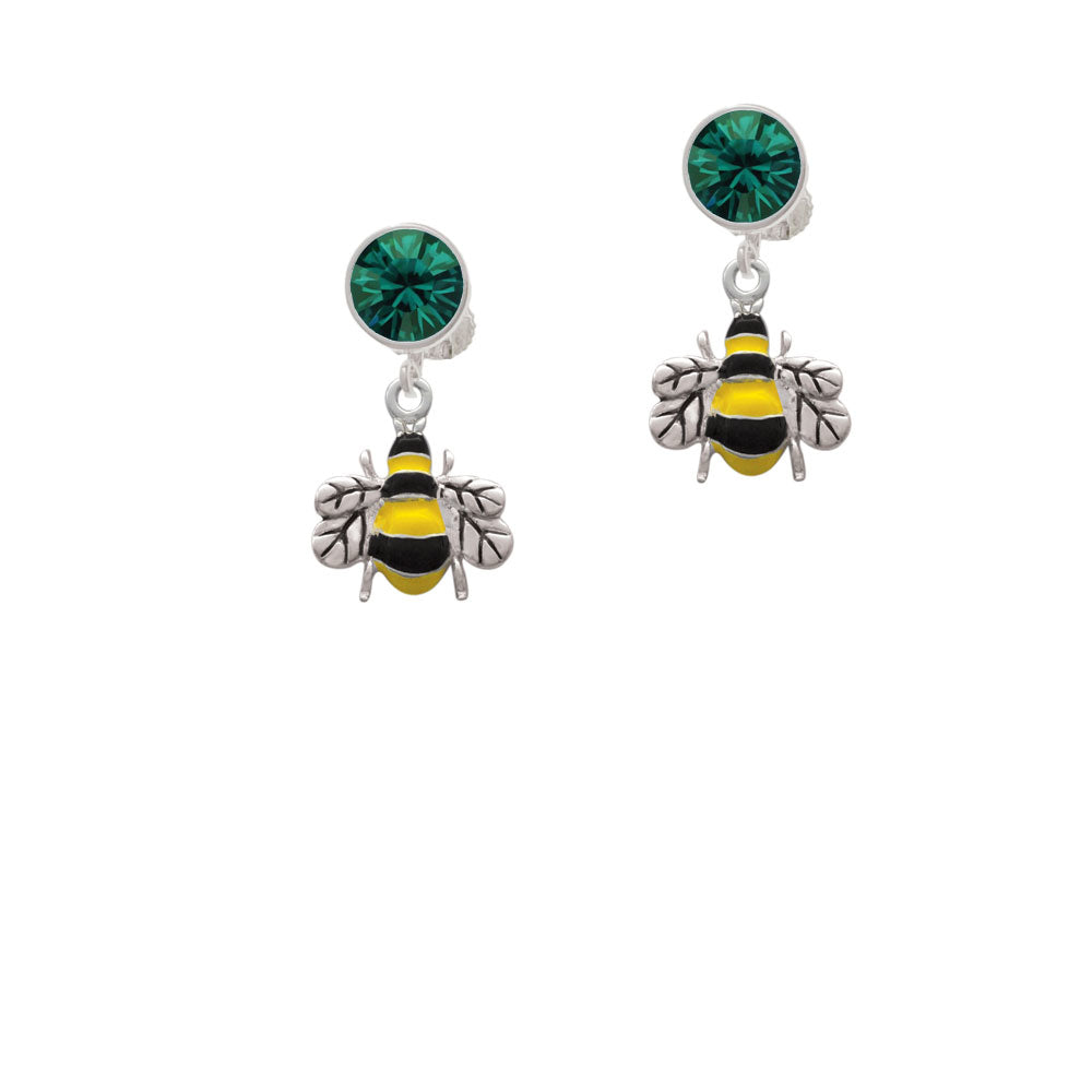 Enamel Bee Crystal Clip On Earrings Image 6