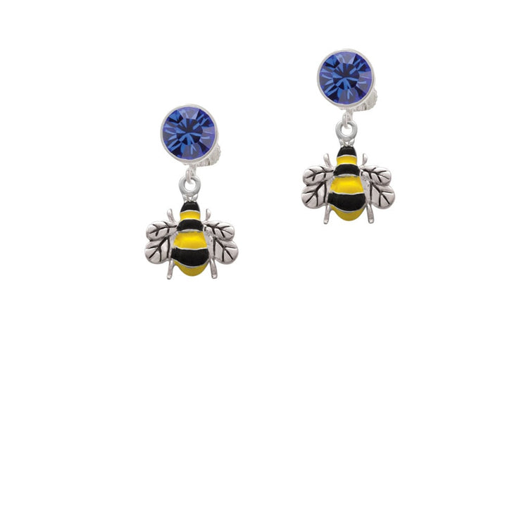 Enamel Bee Crystal Clip On Earrings Image 7