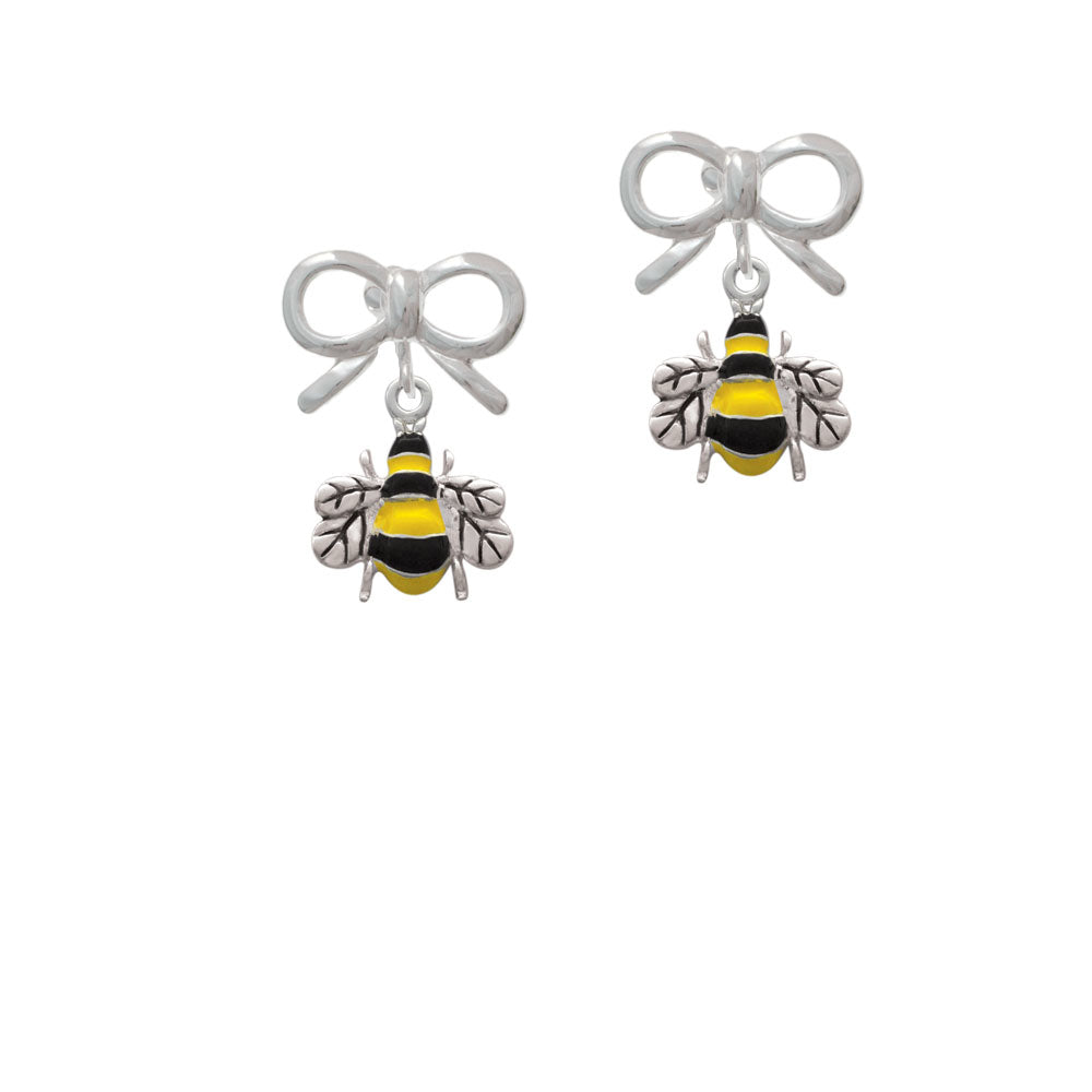 Enamel Bee Crystal Clip On Earrings Image 9