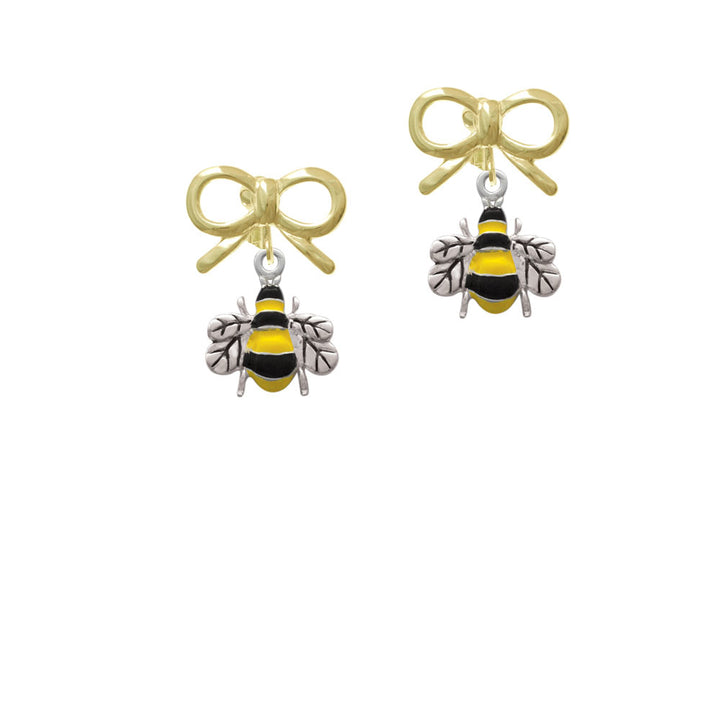 Enamel Bee Crystal Clip On Earrings Image 10