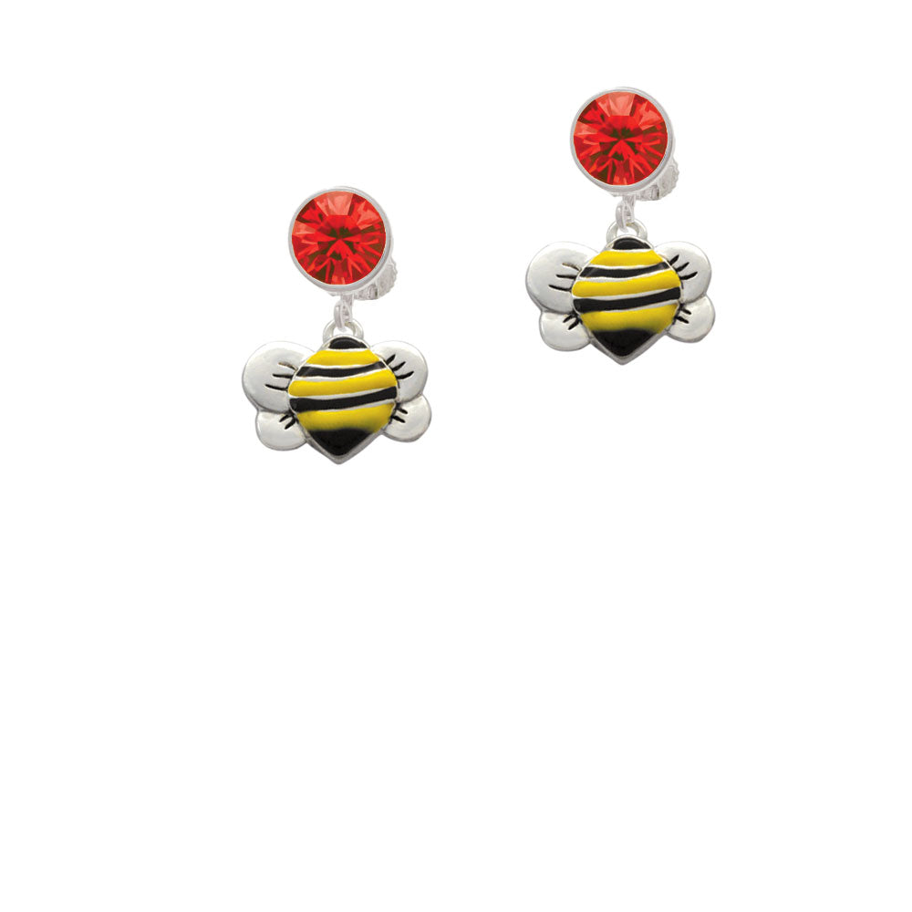 Large Enamel Bumble Bee Crystal Clip On Earrings Image 4