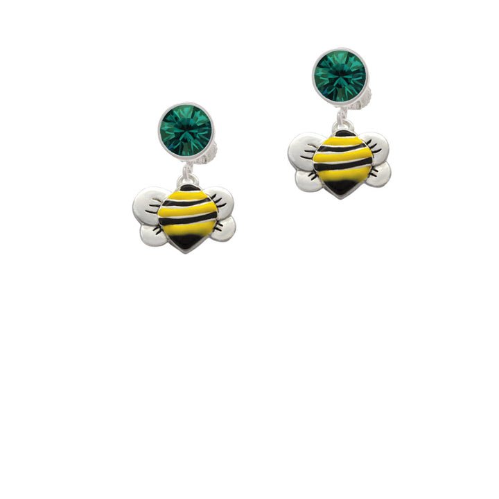 Large Enamel Bumble Bee Crystal Clip On Earrings Image 6