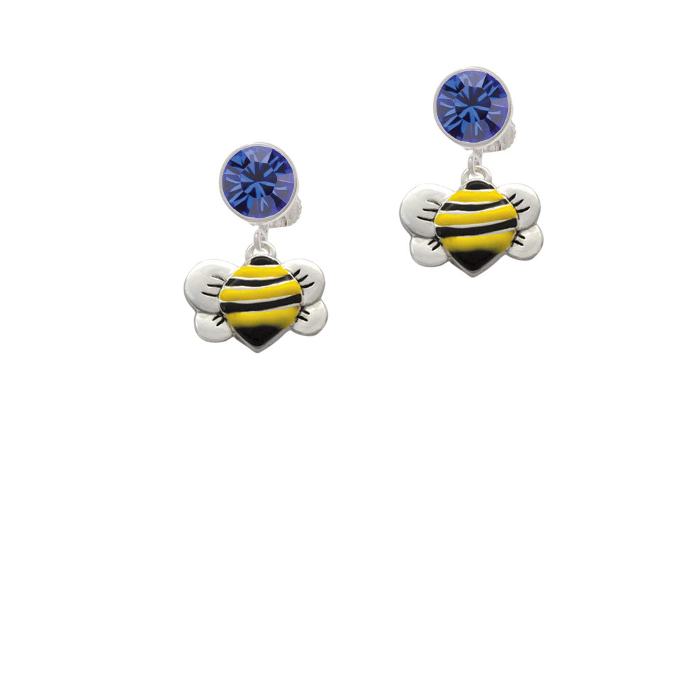 Large Enamel Bumble Bee Crystal Clip On Earrings Image 7