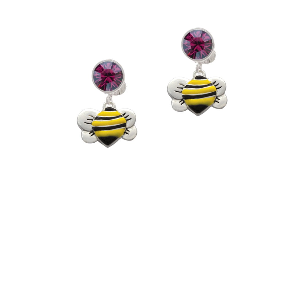 Large Enamel Bumble Bee Crystal Clip On Earrings Image 8