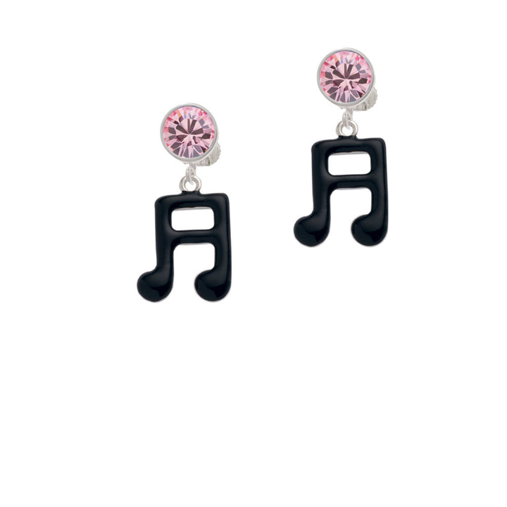 Black Sixteenth Note Crystal Clip On Earrings Image 4