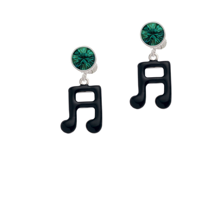 Black Sixteenth Note Crystal Clip On Earrings Image 6