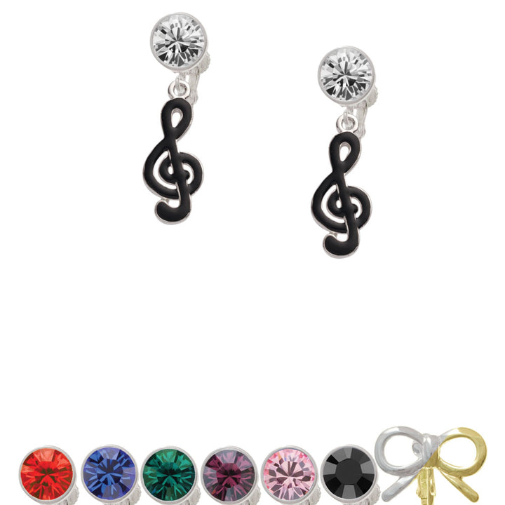 Black Clef Crystal Clip On Earrings Image 1