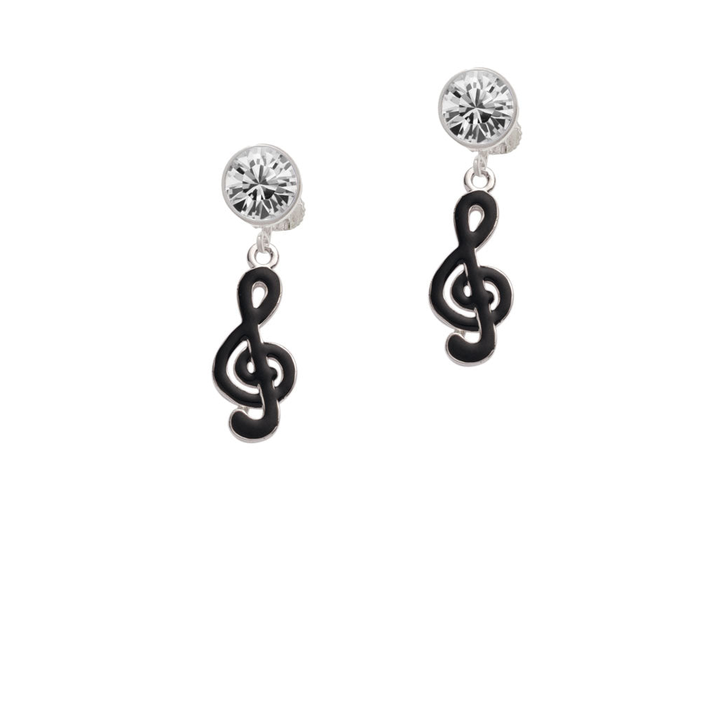 Black Clef Crystal Clip On Earrings Image 2